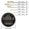 A set of premium stainless steel embroidery sewing needles with various sizes and quantities.