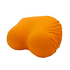 An orange memory foam contour chest pillow shown from the side.
