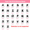 A grid of 26 silicone alphabet beads labeled A through Z for DIY jewelry and crafts