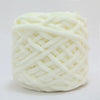 A ball of white soft chenille knitting yarn used for hand crafting.