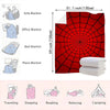 A red spider web throw blanket displayed with various usage contexts like traveling, sleeping, reading, relaxing, and camping