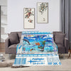 A Frutiger Aero art throw blanket featuring a vibrant blue and green landscape with digital elements.