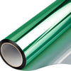 Roll of green one way mirror window film showing a reflective surface and a rolled edge.