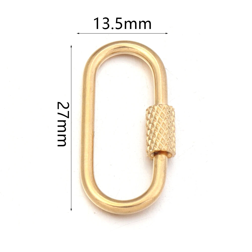 Gold stainless steel heart-shaped screw lock carabiner clasp for jewelry making