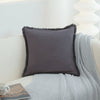 Washed Cotton Solid Cushion Cover with Tassel Fringe