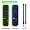 Two glow-in-the-dark silicone remote covers, one green and one blue, and two lanyards.