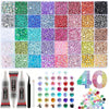 A collection of colorful resin rhinestones and glitter for crafting and decoration.