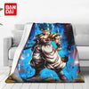 Anime character Flannel throw blanket featuring a blue-haired martial arts character in a dynamic pose.