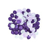 A collection of silk rose petals in shades of purple and white for weddings and events.