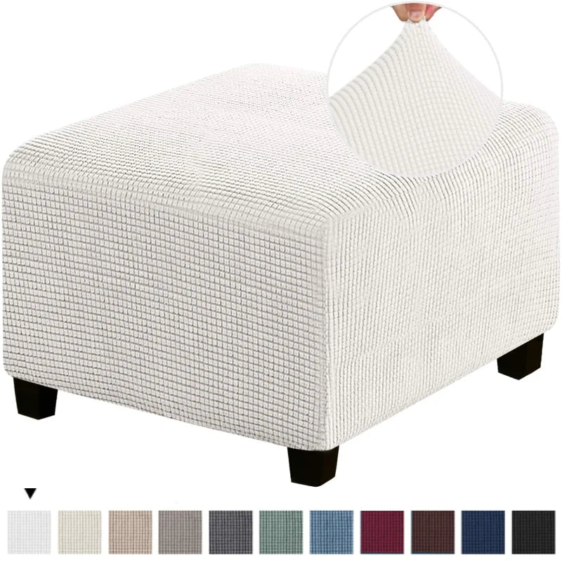 White square jacquard footrest ottoman slipcover with various fabric color options