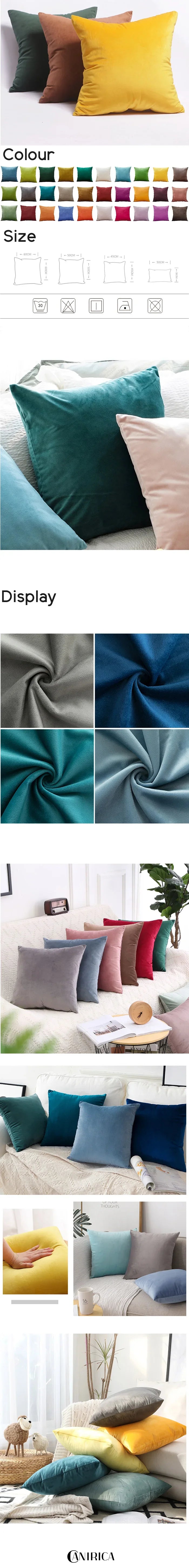 A collection of velvet throw pillow covers in various shades of green, teal, and pink displayed on a sofa.
