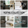 A collection of bedroom and hospital bedding featuring various duvet covers and linens in neutral and teal tones.