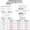 Diagram showing various sizes and dimensions for a Jacquard Stretch Sofa Cover including chaise, seat, and back covers.