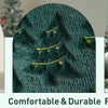 A dark green textured corduroy throw pillow cover featuring a gold-colored Christmas tree design.