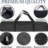 Black durable oxford cloth storage bag featuring a large capacity, strong strap, smooth zipper, and waterproof material.