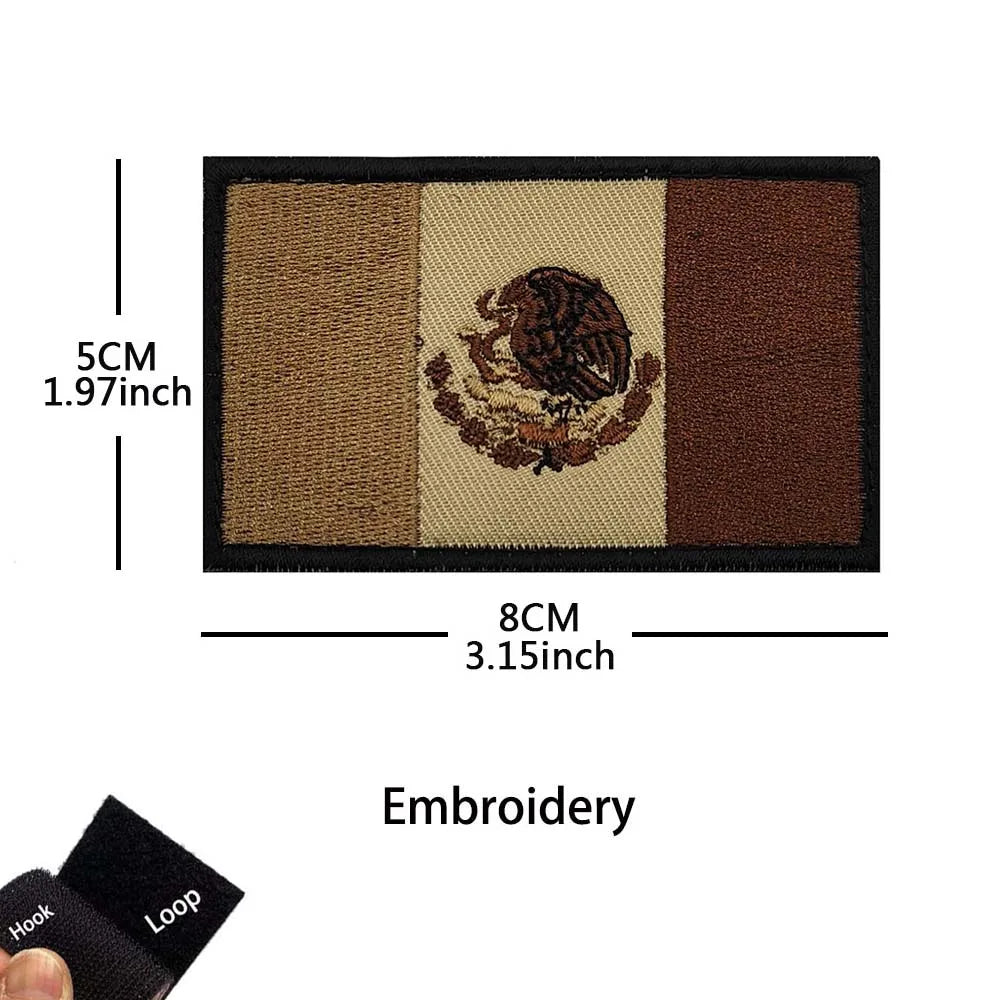 Tactical patch featuring an embroidery of an eagle on a flag design with brown and tan colors.