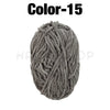 A ball of gray chenille yarn labeled Color-15 for crafting.