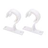 White multi-style curtain rod brackets designed for wall mounting.