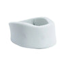 White adjustable cervical neck support brace rolled into a cylinder shape