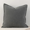 A solid gray chenille throw pillow cover with a subtle vertical texture.