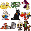 A collection of embroidered animal iron-on patches featuring various wildlife and cartoon characters.