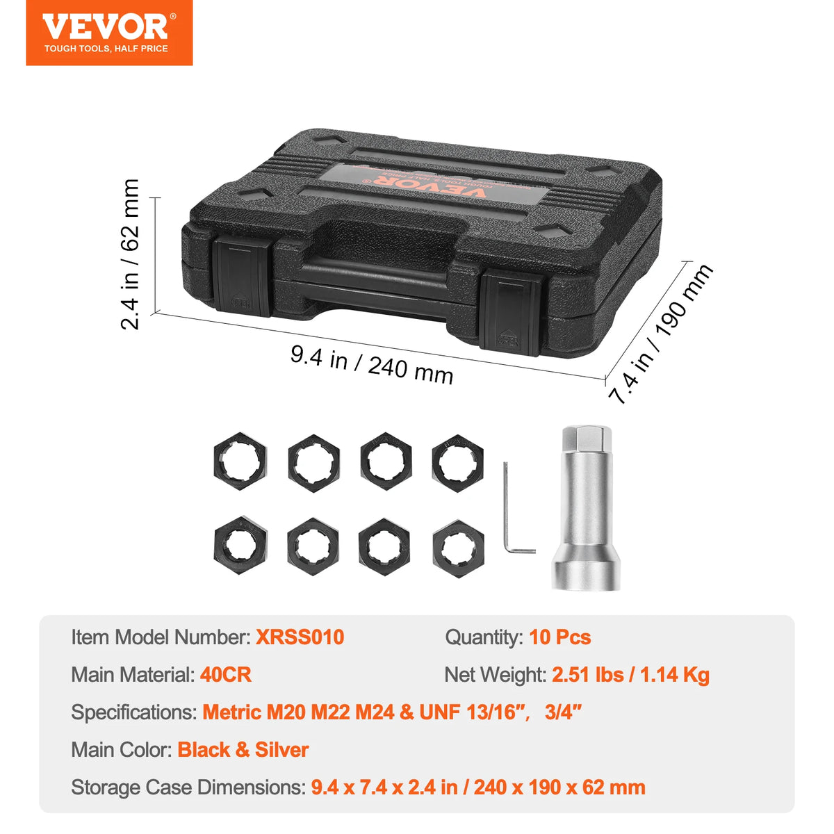 Black and silver multi-size thread restorer kit for machinery with various sized inserts