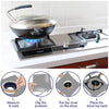 Instructions for installing a reusable aluminum stove burner protector mat on a Siemens stovetop.