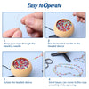 Instructions showing how to use a beaded needle device for DIY jewelry making
