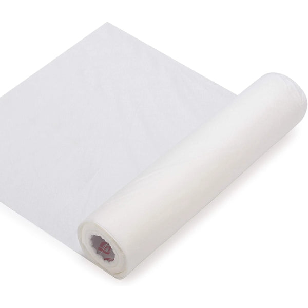 Roll of white water-soluble non-woven embroidery stabilizer for fabric