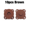 Pair of brown metal magnetic snap buttons for sewing