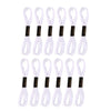 A set of white and black embroidery floss threads arranged vertically.