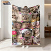 A collage of various monkey faces printed on fabric, displayed as a flat design.