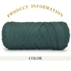 A skein of thick, dark teal polyester blended yarn coiled tightly for crafting.
