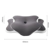 Gray ergonomic memory foam cervical pillow with white textured lining and measurements.