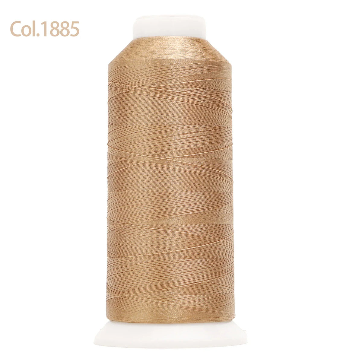 Spool of gold colored high tenacity machine embroidery thread