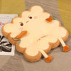 A light yellow cartoon cloud shaped seat cushion with orange accents for back and fatigue relief.