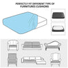 A set of furniture cushion covers shown in different shapes and colors for various furniture pieces.
