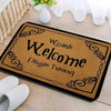 A brown entrance mat with black lettering that reads Wizards Welcome Muggles Tolerated