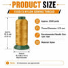 A roll of 150D/3 nylon sewing thread with a green casing and a diameter of 6.2 cm.