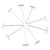 Stainless steel T-pins for wig making and knitting, arranged in a starburst pattern.