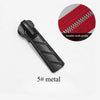 A black metal zipper slider with a suitable tooth profile is shown next to text indicating 5# metal.