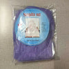 Purple mosquito net with a graphic of a princess dome and care instructions inside.