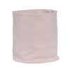 A light pink, knitted neck scarf made of soft cotton.