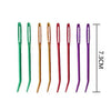 A set of ten bent tip tapestry needles in various colors, including green, copper, gold, and purple.
