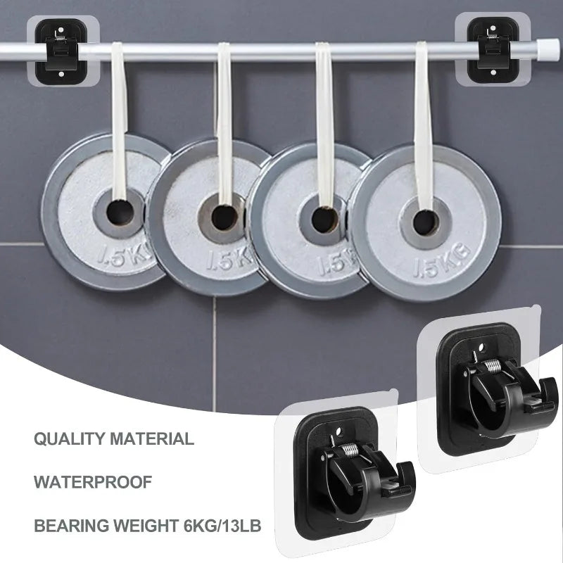 Silver curtain rod brackets with ceramic bearings and hanging rods for a shower or curtain.