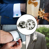 Close-up of metal pin findings including butterfly clasps and tie tacks used for jewelry making