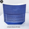A stack of blue rectangle tablecloths, 10 pieces per stack, with dimensions 4.5cm x 12cm x 16.5cm.