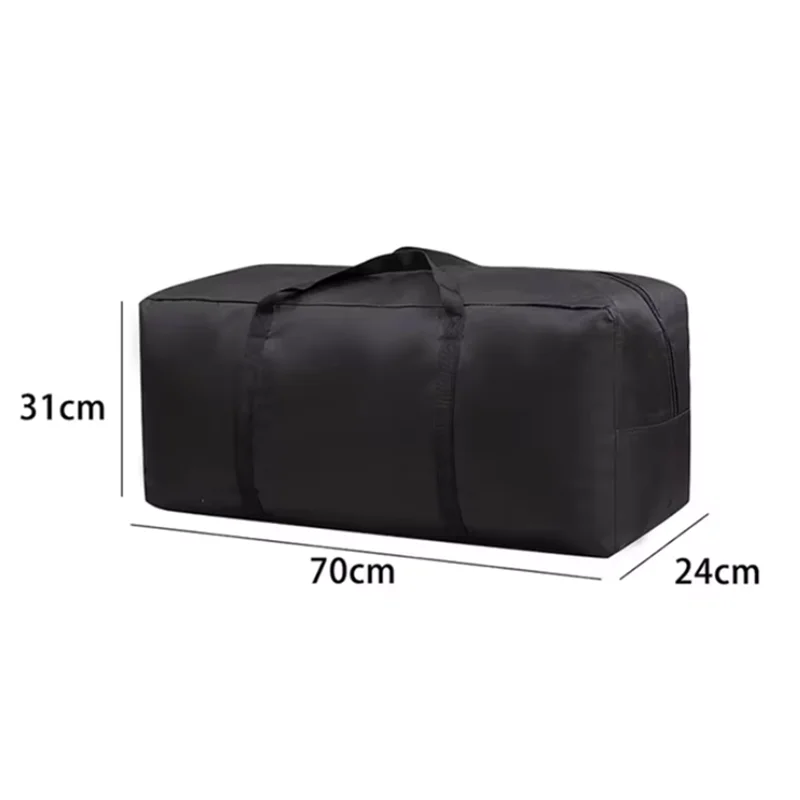 Black durable Oxford cloth storage bag shown with dimensions 31cm by 70cm by 24cm