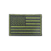 A rectangular patch featuring the design of the American flag with a hook and loop backing.