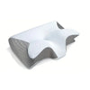 White memory foam cervical neck pillow with a textured, contoured shape.